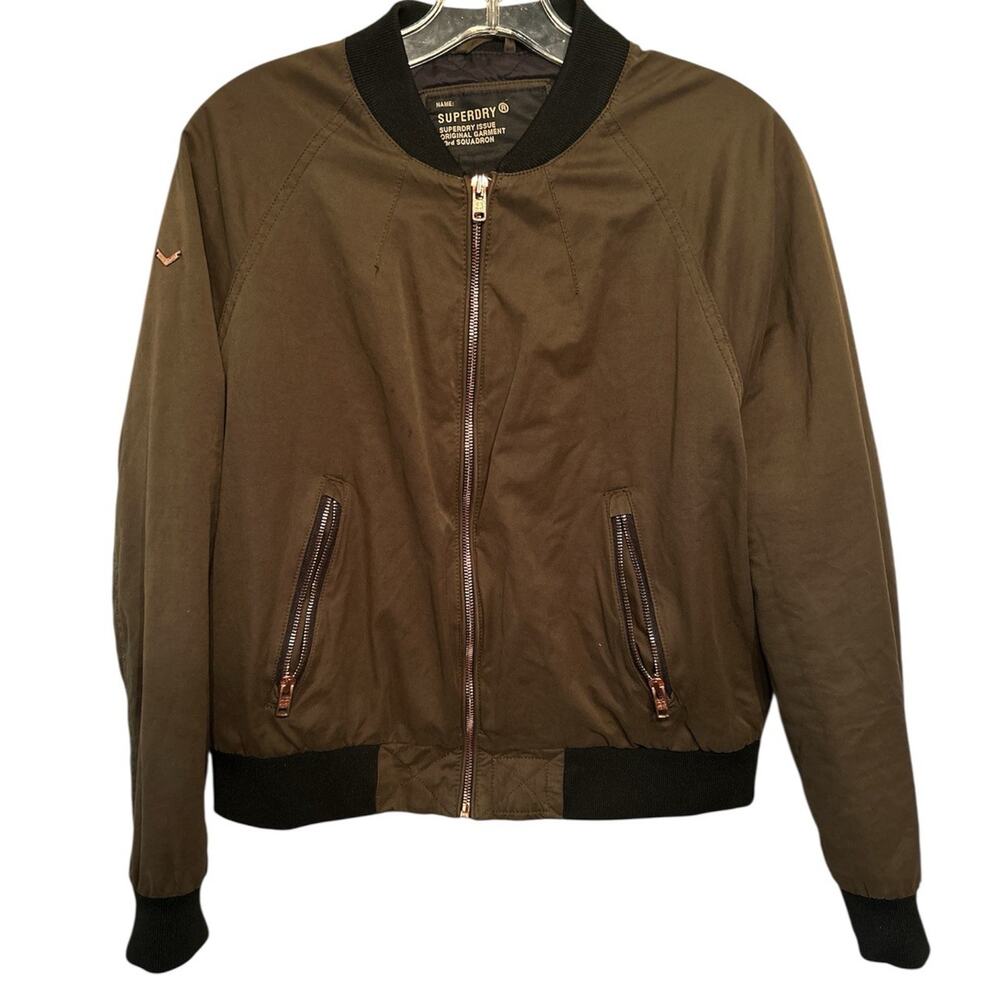 Superdry Olive Green Bomber Jacket with Black Trim